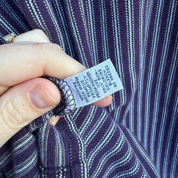 Vintage 90s Y2K Polo Ralph Lauren Purple Striped Collar Shirt Size XL - Picture 7 of 8